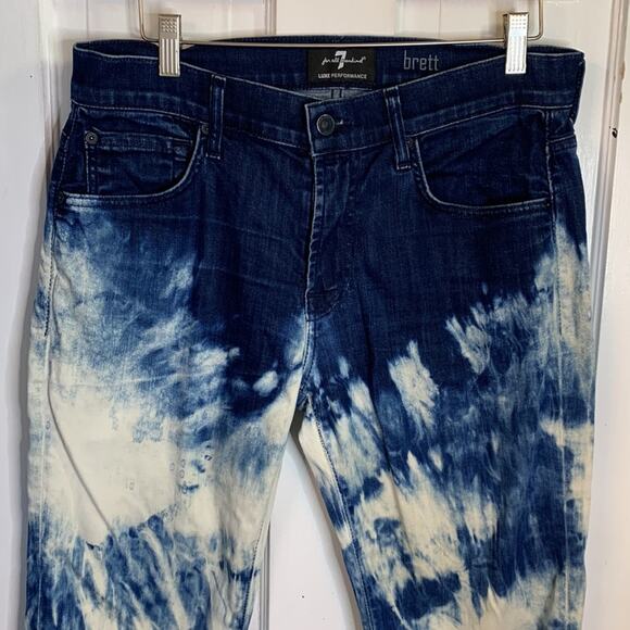 7 for all Mankind Men’s Tie Dye Bootcut Brett Denim Jeans W-863 Size 32 x 34 - Picture 2 of 11